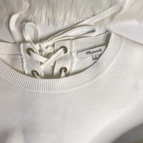 Madewell Laced-Back Crewneck  Pullover White Size Small - Picture 8 of 15